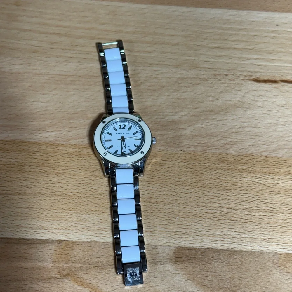 Anne Klein Silver-Tone Men's Watch with White Accents Y2K